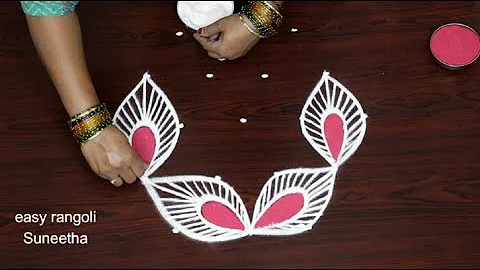 simple and easy and beautiful Deepam rangoli designs🌸kolam designs for dots simple🌸deepam muggulu