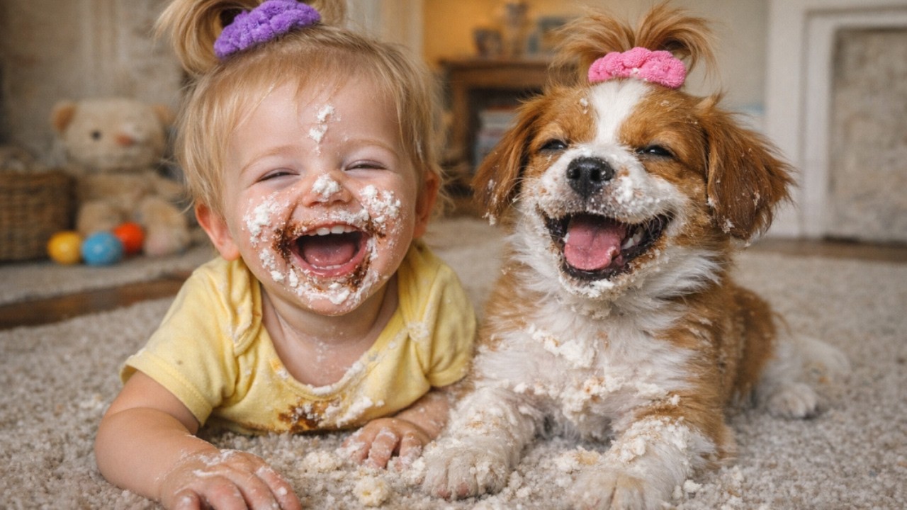 Baby & Puppy Rolling Everywhere — Can’t Stop Laughing 😆 😂 | Puppy Won’t Stop Hugging Baby 😂