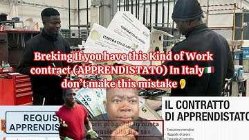 Breking If you have this Kind of Work contract (APPRENDISTATO) In Italy🇮🇹  don’t make this mistake👂