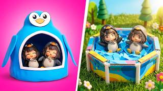 Gugu Gaga Penguins Get a Dream Mini House! 🐧🏡 Cool Cardboard DIY Makeover
