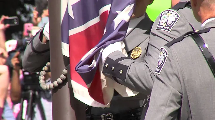 Unedited video of the Confederate Flag being taken down