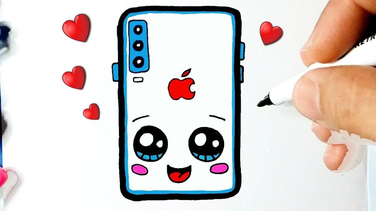 Como desenhar Iphone celular fofo Kawaii ❤ Desenhos Kawaii - Desenhos para  Desenhar 