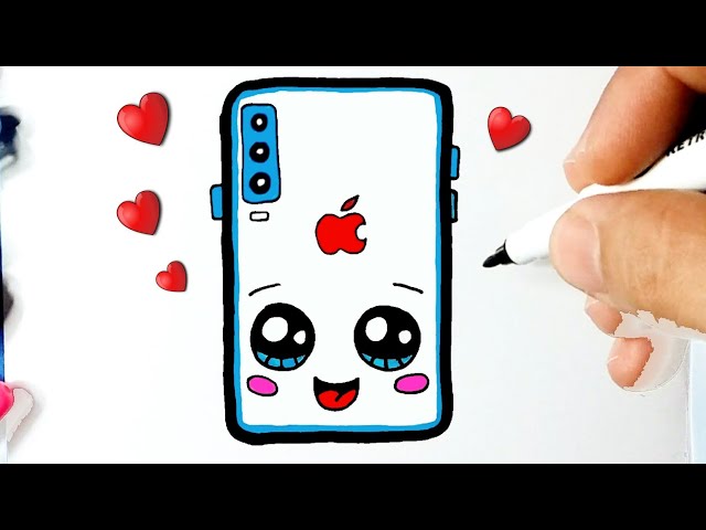 Como desenhar Iphone celular fofo Kawaii ❤ Desenhos Kawaii - Desenhos para  Desenhar 