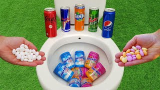 Mentos VS Fruity Mentos, Coca Cola Zero, Fanta, Pepsi, Red Bull, Fruko and Mentos  in the toilet