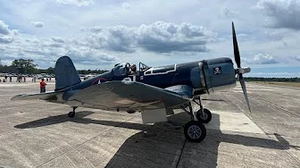 FG-1D Corsair and AD-4 Skyraider formation flight at NAS Wildwood NJ Museum Airfest Aug-31-2025
