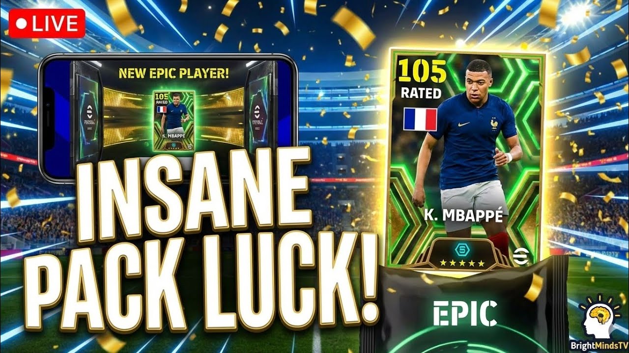 ​🔴 LIVE: INSANE PACK LUCK! 😱 Pulling 105 rated Mbappé & Epic Players! | eFootball™ 2026 Mobile