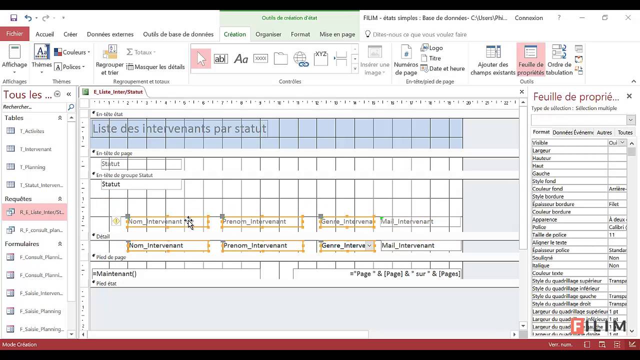 Access  - Etats simples