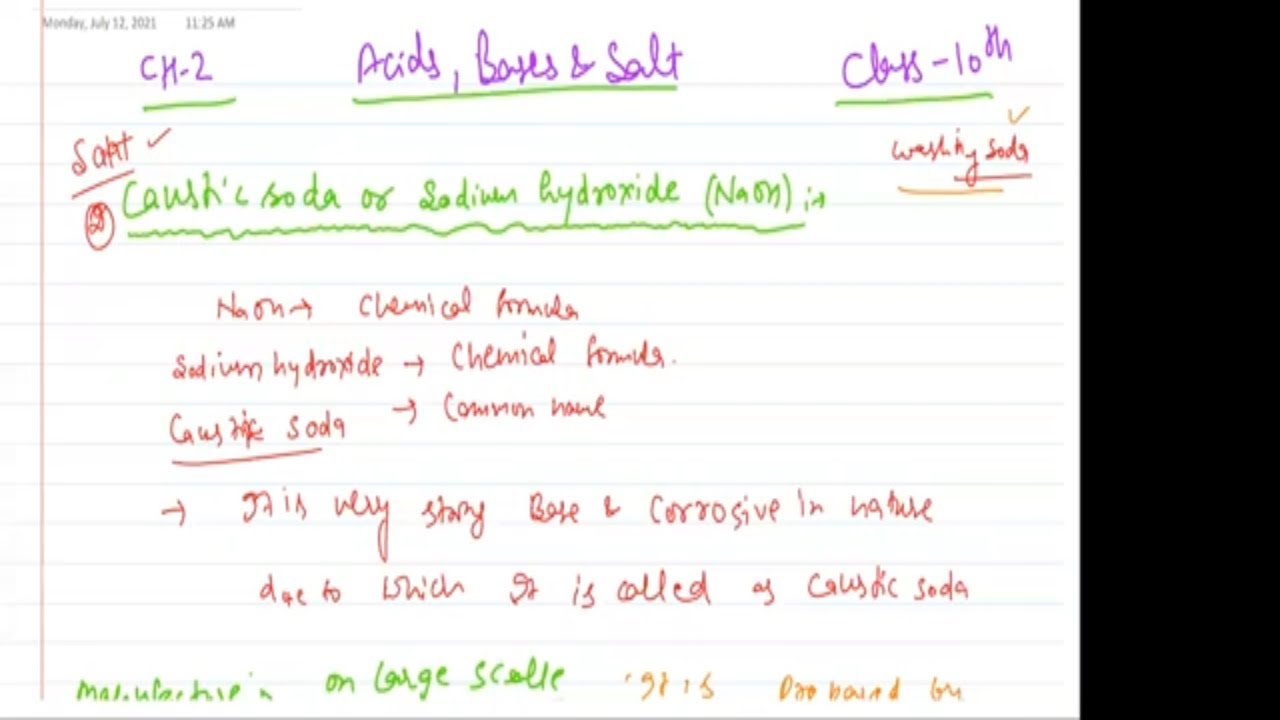 Preparation of Caustic Soda (NaOH) Ch2 Acid, Bases & Salts Class 10 Chemistry by Pawan