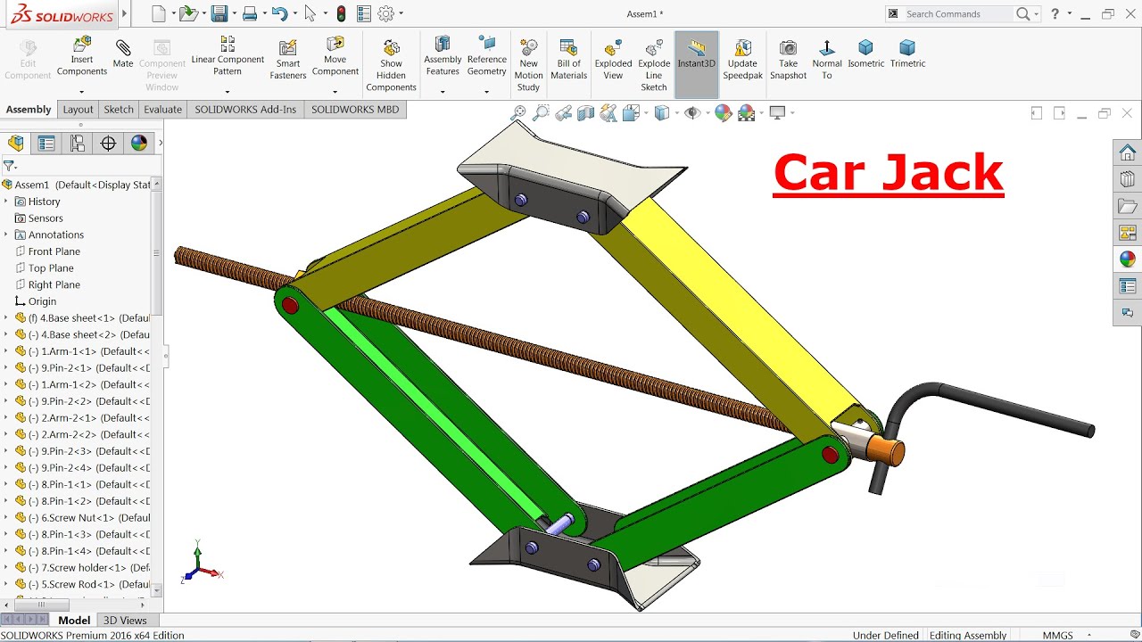SolidWorks Tutorial | Design and Assembly of Car Jack in Solidworks |  SolidWorks - YouTube