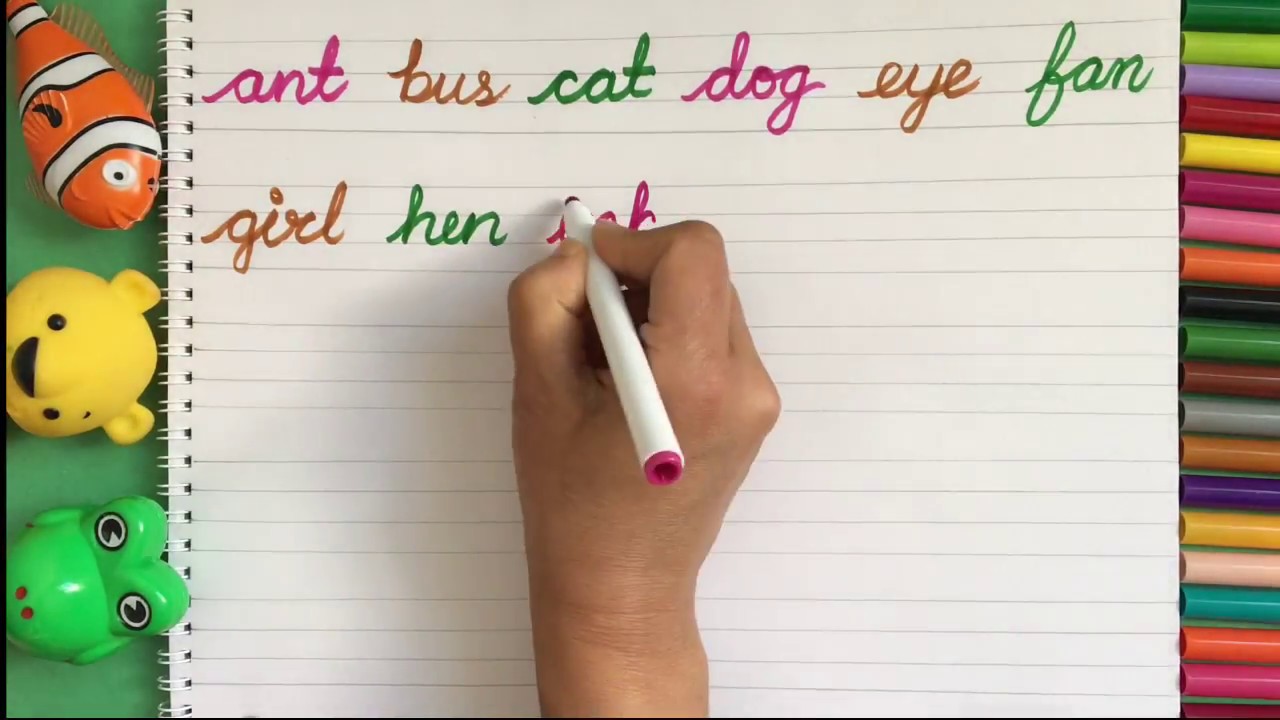 how to write english alphabets words cursive handwriting practice