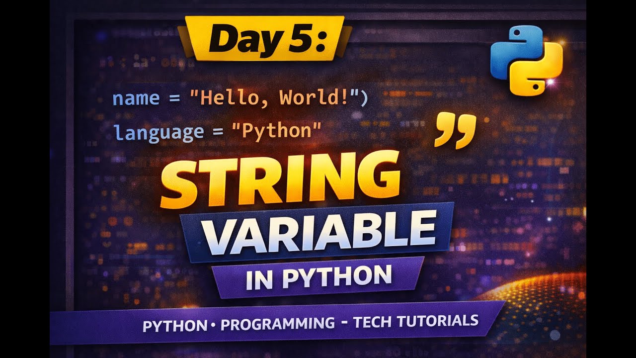 Day 5 Python Tutorial | String Variables in Python | Python for Beginners 