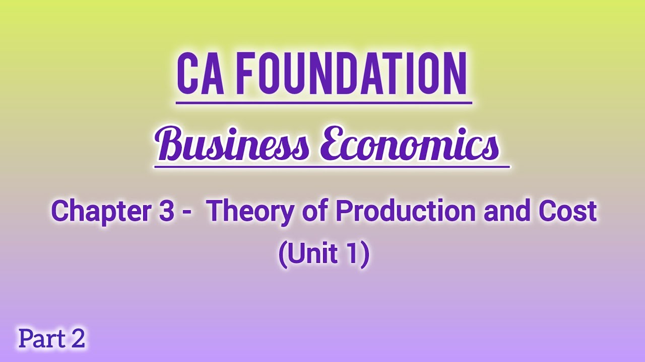 CA Foundation Business Economics Chapter-3 Theory of production and cost (unit 1) in malayalam