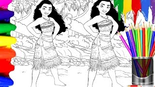 Disney Princess of Pacific MOANA Coloring Book Pages s for children Learning Colors