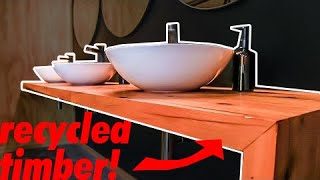DIY Triple Bathroom Vanities in Recycled Timber