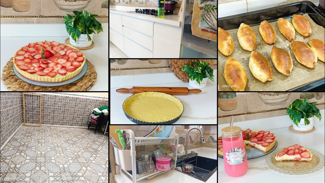 روتين شتوي تنظيف المطبخ/تارت الفرولة بكريمة الباتيسيار سوفلي اقتصادي بدون لحوم#اكسبلور 