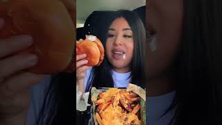 Trying Wingstop new chicken sandwich shorts food mukbang asmr