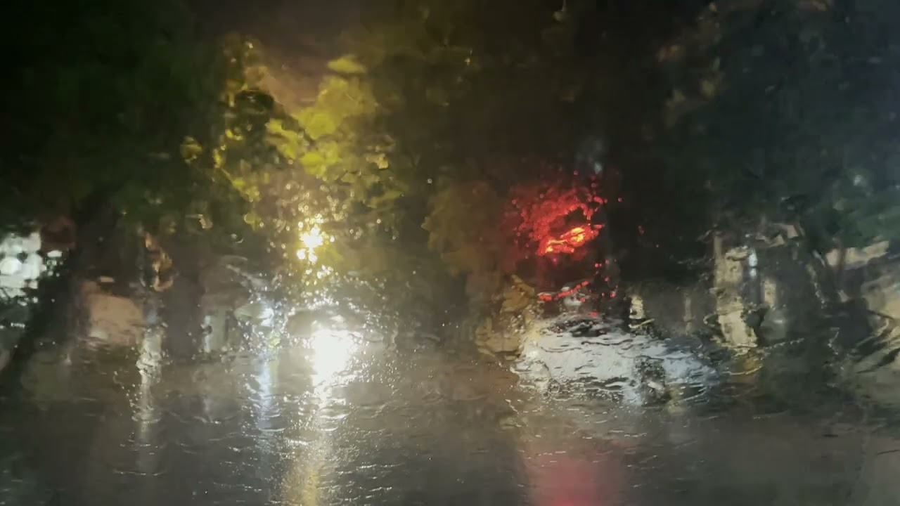 Driving in City on Rainy Night | Heavy Rain on Car & Thunder Sounds ...