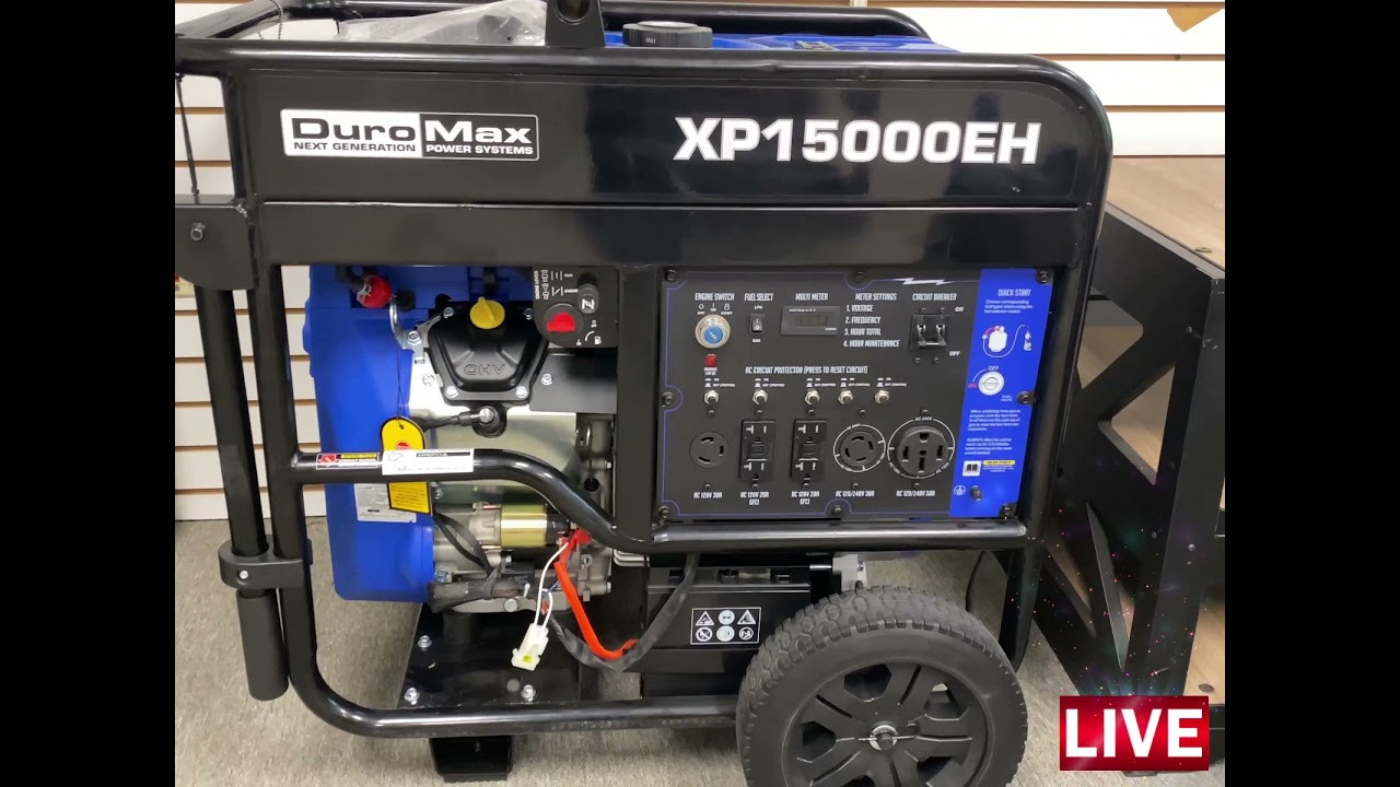DuroMax XP15000EH 15,000 Watt Electric Start Dual Fuel Generator YouTube