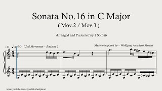 Sonata No.16 In C Major K.545 (Mov.2 & Mov.3) - Wolfgang Amadeus Mozart Piano Sheet + Tutorial