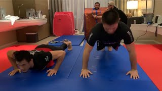 Khabib Push-Up Challenge against his Cousin Usman Nurmagomedov