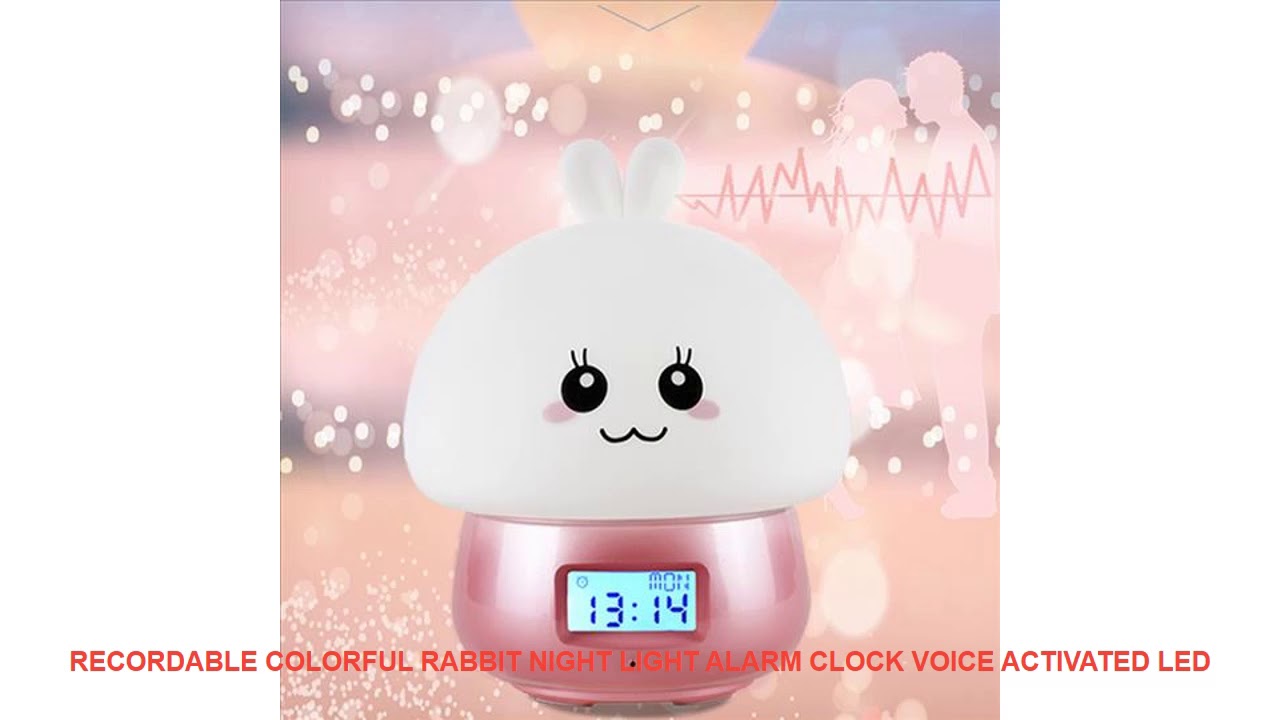 Recordable Colorful Rabbit night light Alarm Clock Voice activated led