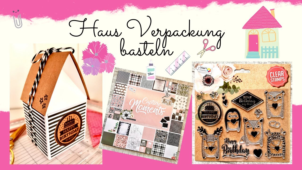 ☀️💞 Haus Verpackung mit Papier und Stempel von ACTION basteln 🏡🎀 I in cm I Annilis Welt ☀️💞