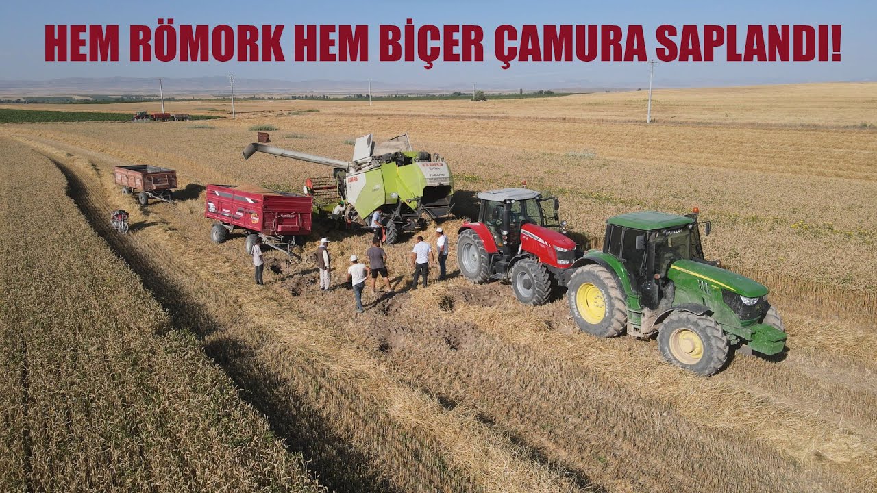BİÇİMİN 3.GÜNÜNDE BİÇER ŞASEYE KADAR OTURDU! İKİ TRAKTÖR ZOR ÇIKARDI!