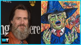 Actor and person-getting-slowly-swallowed-by-a-beard jim carrey seems
to be obsessed with painting portraits of donald trump those close
him. video: h...