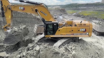 Caterpillar 395 Excavator Loading Trucks With Two Passes - Sotiriadis Mining Works - 4k