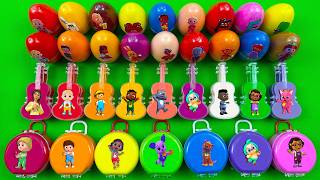 Cocomelon Slime Toys: Fun Pinkfong, Jeni Cody & Friends in Suitcase, Eggs, Cello! Satisfying ASMR💖