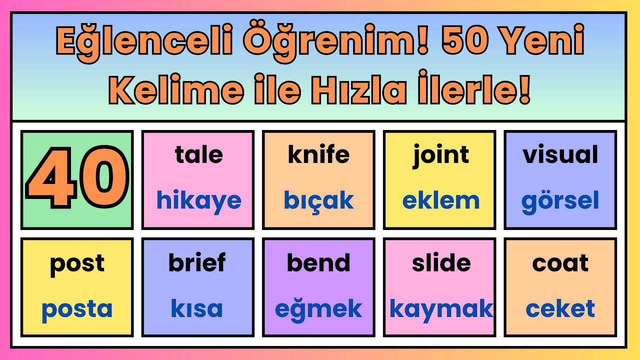 (40) İngilizceyi Eğlenceli Hale Getirin! 50 Yeni Kelime ile Öğrenin!