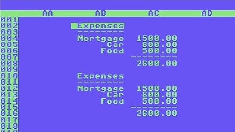 Move And Copy Data In A C64 SpeedCalc Spreadsheet