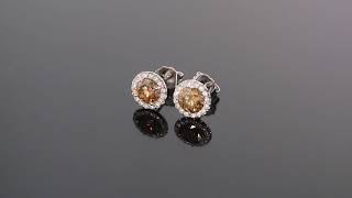 Beautiful Champagne Colored Diamond Halo Earrings - A Perfect Gift