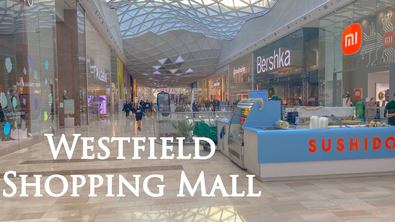 Walking inside Westfield Shopping Centre White City London 