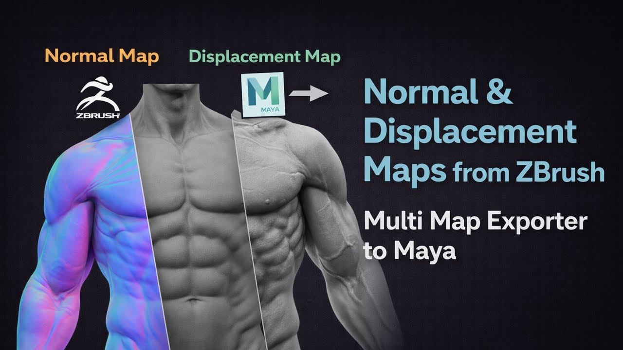 Normal & Displacement Maps from ZBrush – Multi Map Exporter to Maya