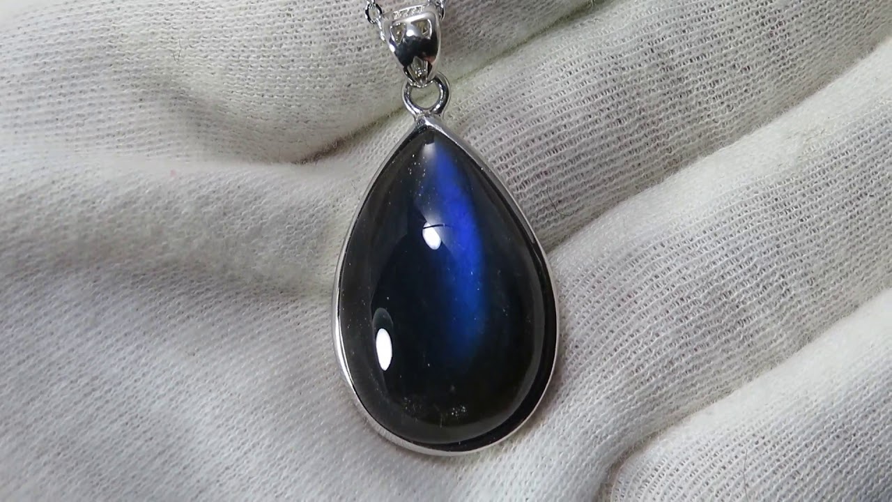 ブラックラブラドライトのドロップ型ペンダントトップ No.1 - cute stone -