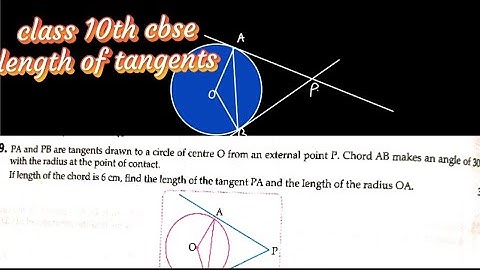9. PA and PB are tangents drawn to a circle of centre O from an external point P. Chord AB