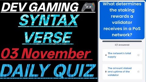 Syntax Verse Quiz Answer | 03 November | Syntax Verse Quiz Answer Today #kdp_gaming