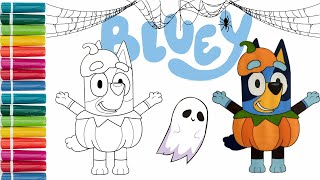 🎃Coloring Halloween Bluey in a Pumpkin Costume! Coloring Page👻🖍️