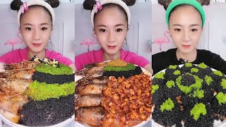 Mukbang #292:Eat seafood 🦞🍢 raw prawn 🍤🦐 tobiko roe caviar shrimp 🍤🦐#food #seafood #yumyum