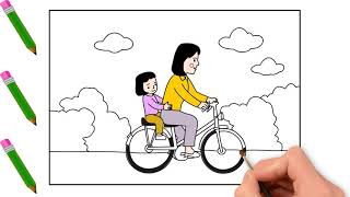 Hướng Dẫn Bé Vẽ Tranh Phong Cảnh - Bức Tranh Mẹ Chở Bé Đi Học - YouTube Hướng Dẫn Bé Vẽ Tranh Phong Cảnh - Bức Tranh Mẹ Chở Bé Đi Học - Youtube