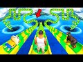 Shinchan and franklin tried the impossible triple water slide zigzag maze curvy challenge gta 5