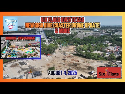 NEW Six Flags Over Texas 309 FT Giga Dive Coaster DRONE 4K Flyover + BONUS COVERAGE | #update #new