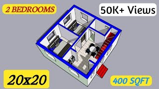 20X20 Building Plan Map 400 Sqft House Plan Design 20 X 20 Sqft Makan Ka Naksha