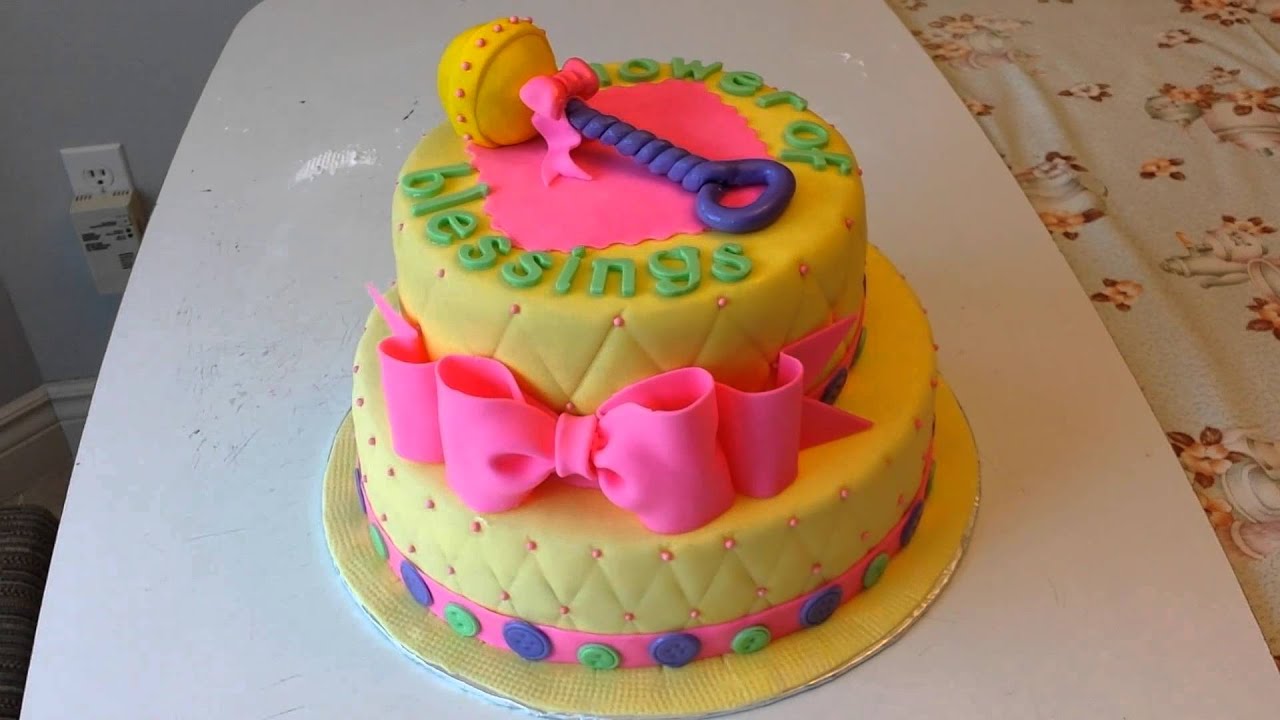 Baby Shower Cake Featuring a Baby Rattle as the Main Focal Point - YouTube