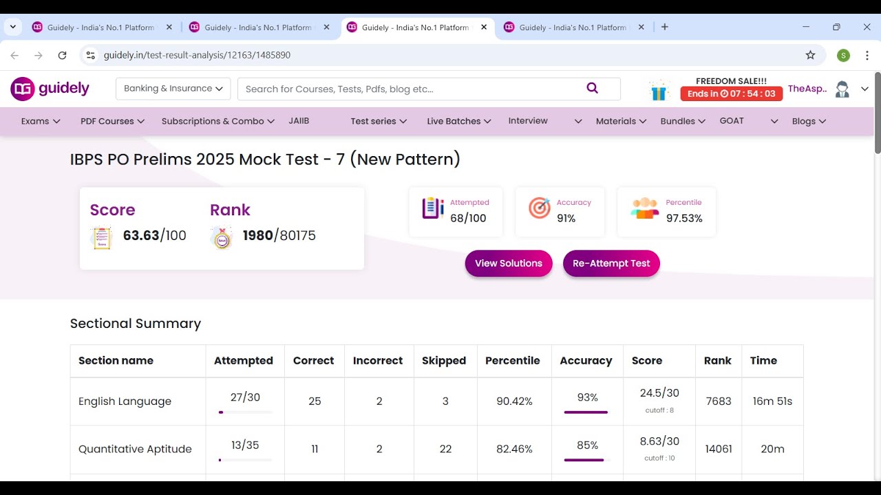 IBPS PO Prelims Mock Test On Guidely 