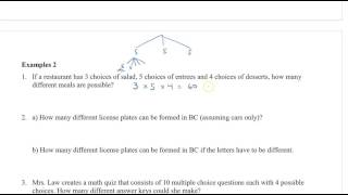 Math 12 - Sec 11.1 Fundamental Counting Principle