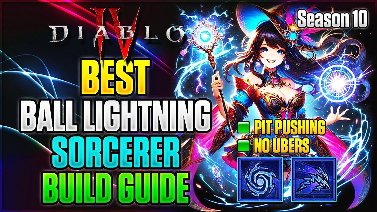 Season 10 Best Ball Lightning Sorcerer Build Guide | Diablo 4 - YouTube