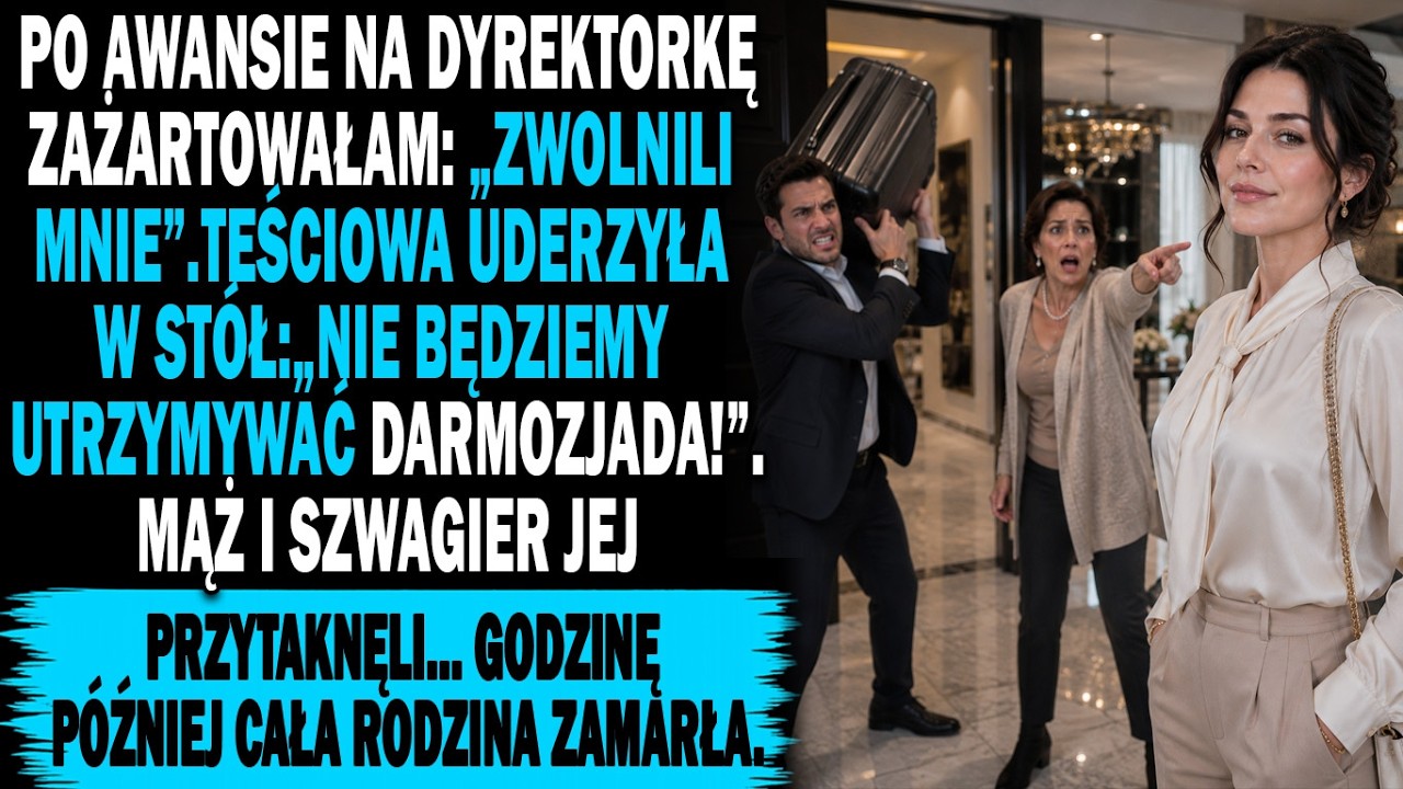 „Zwolnili mnie!” – powiedziałam z uśmiechem, żartując, bo właśnie tego dnia dostałam awans na dyrektora w korporacji. Chciałam zobaczyć radość w oczach rodziny męża, zanim pojadę na przyjęcie...