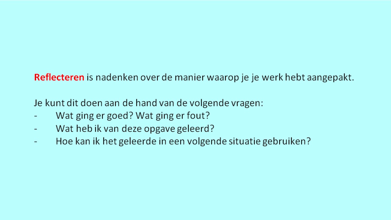 Evalueren en reflecteren - YouTube